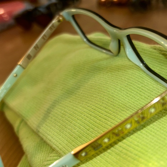 Tiffany & Co black & teal with gold accents Rectangle frames. made in Italy - Picture 2 of 3